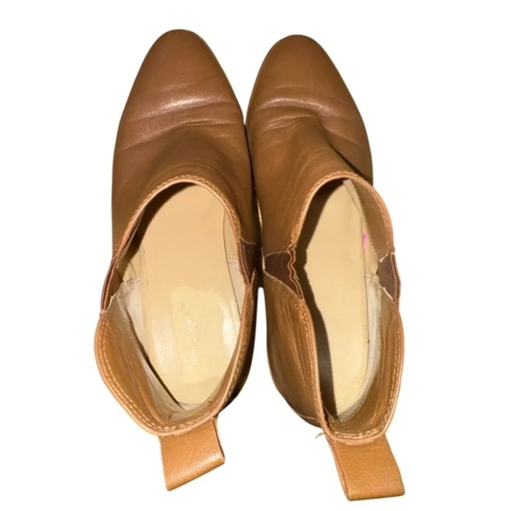 Michael Kors Ankle Boots Women 7.5M Pre-Owned‎ Booties Tan Leather Pointed Toe